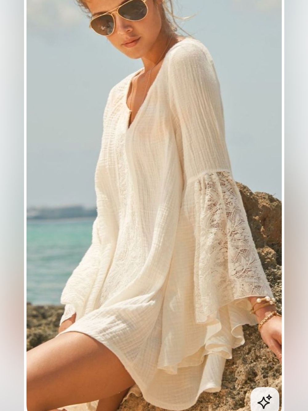 L*Space Boardwalk Tunic Coverup Ivory Women’s Small